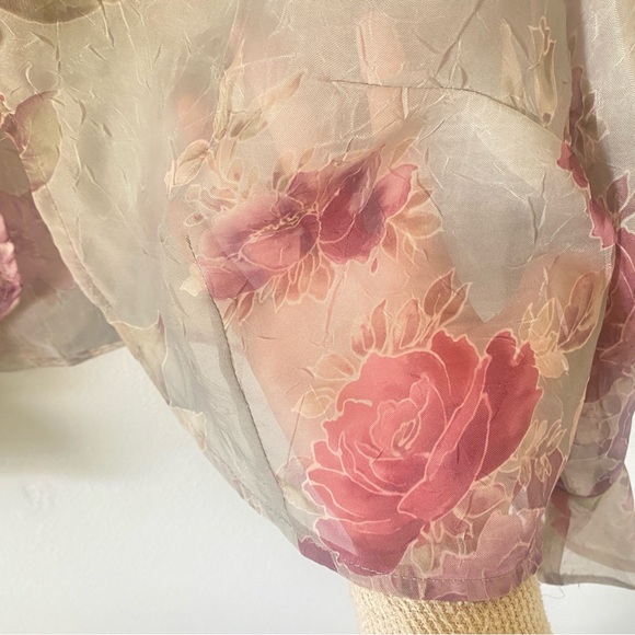 Lady Dorby vintage women’s sheer ruffle blouse size L floral fairycore whimsical - Picture 6 of 6